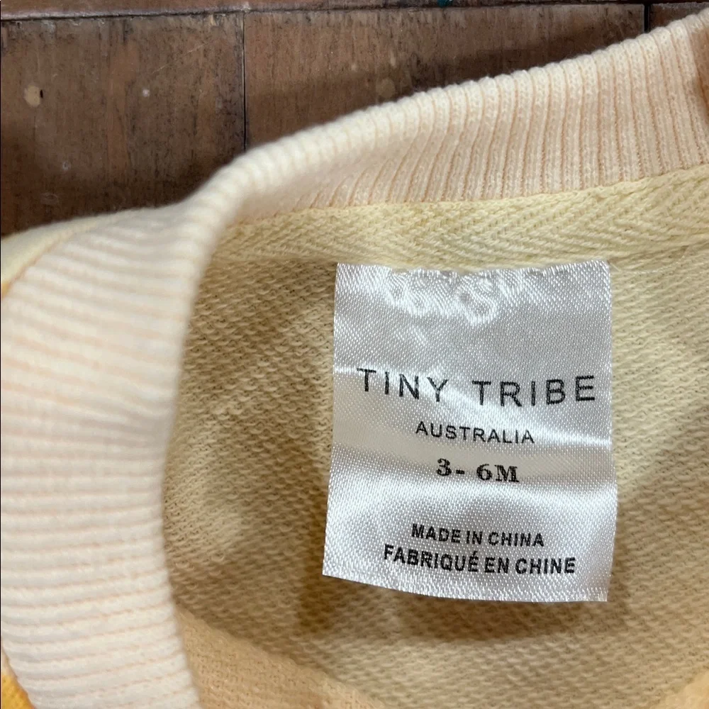 Tiny tribe butter yellow floral sweatshirt dress 3-6 months new with tag